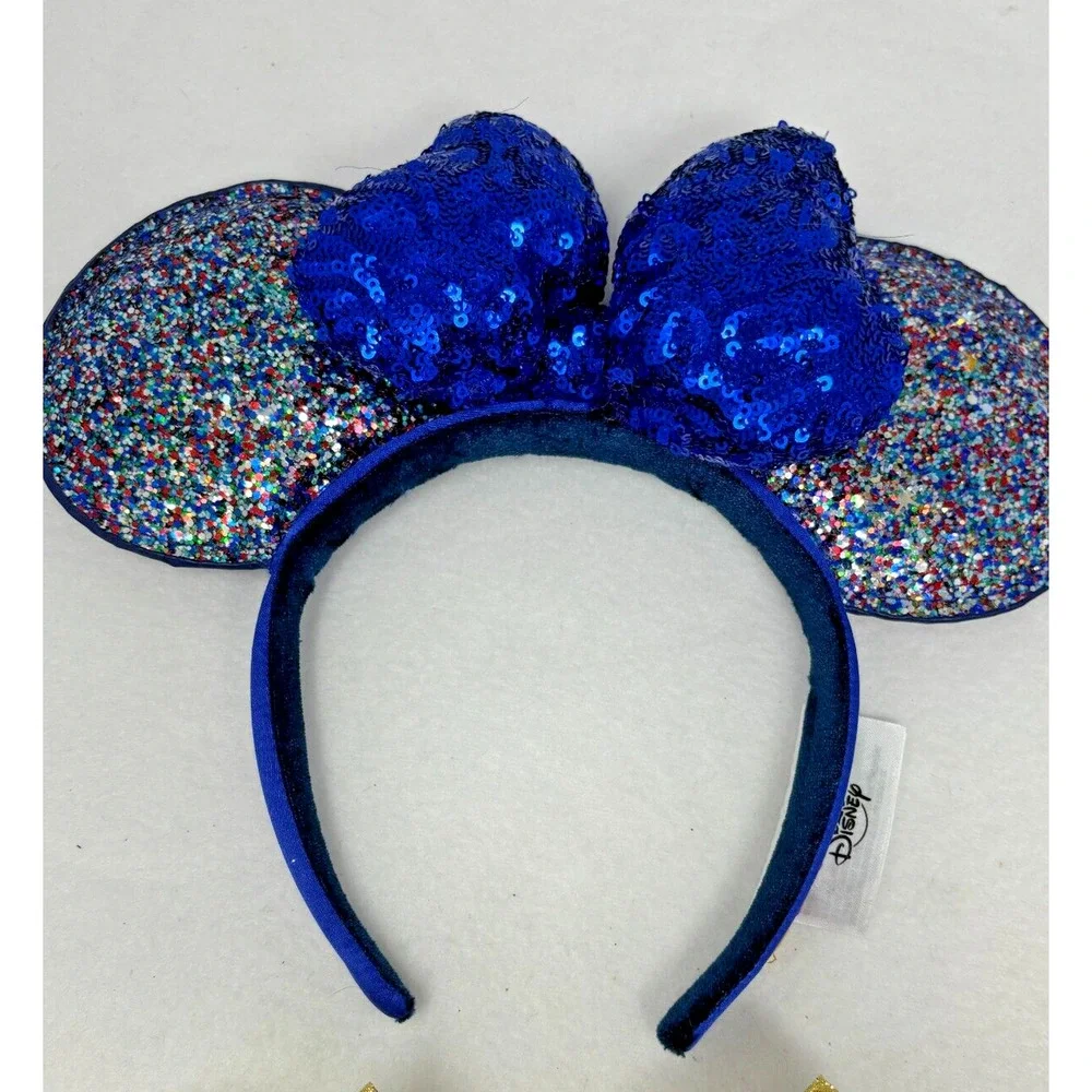 Disney Minnie Ears Headband Sparkle Bow Party‎ Blue Black Gold Orange Lot of 4